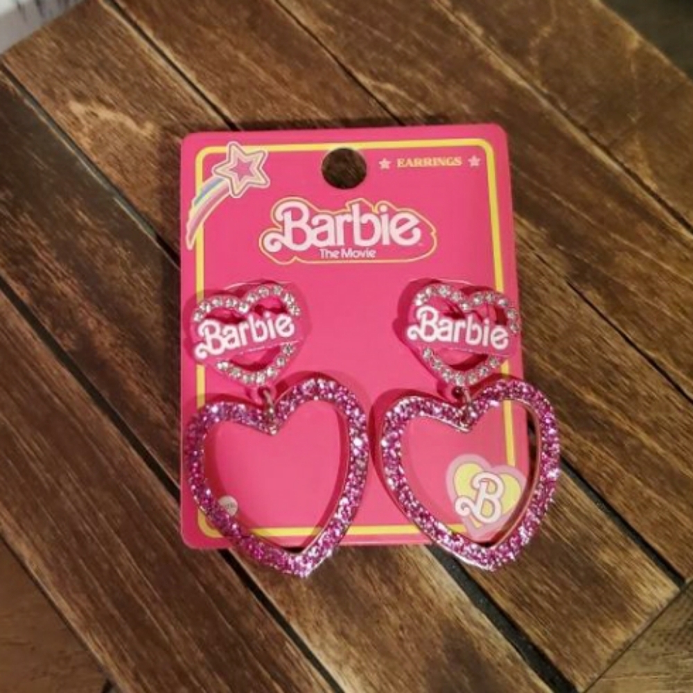 Barbie Bling Glitter Heart Earrings - Picture 4 of 4